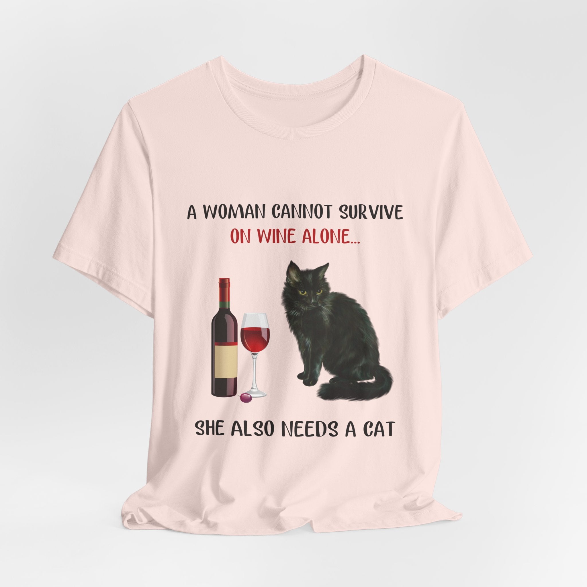 Wine & Cat Lover T-Shirt | Funny Cat Mom Gift