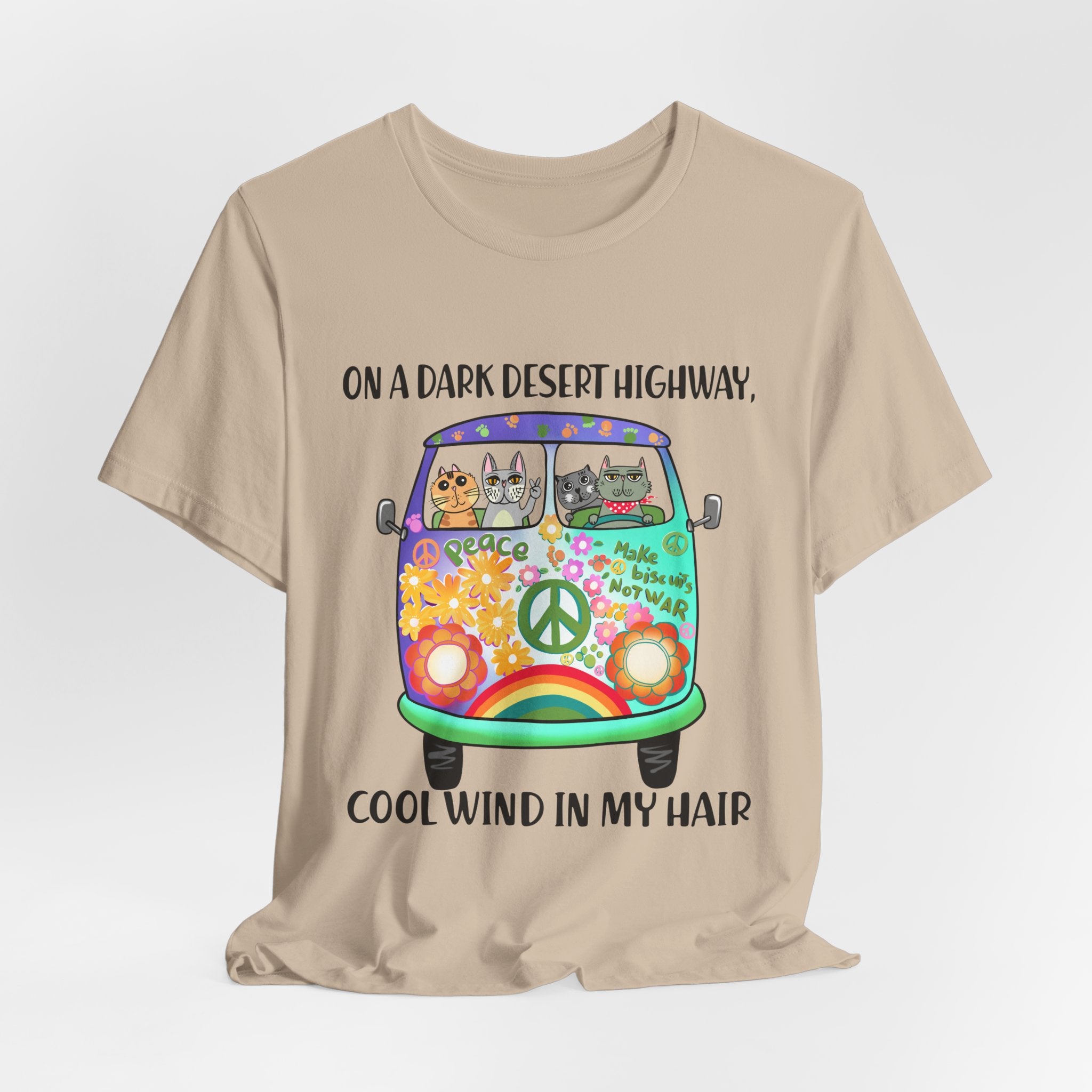 On A Dark Desert Highway Cats T-Shirt | Cat Lover Gift
