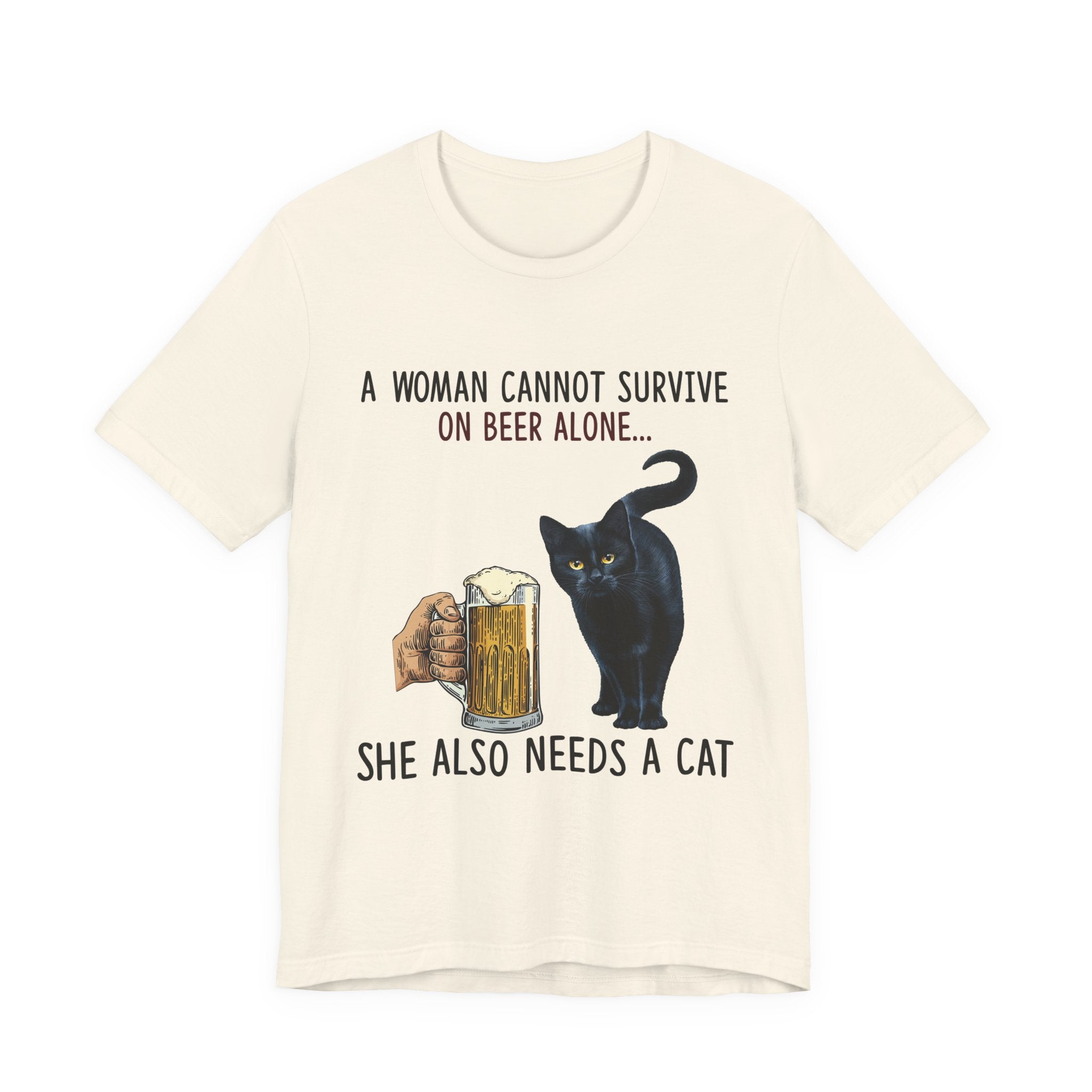 A Woman Needs Beer & Cat T-Shirt | Funny Cat Lover Gift