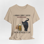 A Woman Needs Beer & Cat T-Shirt | Funny Cat Lover Gift