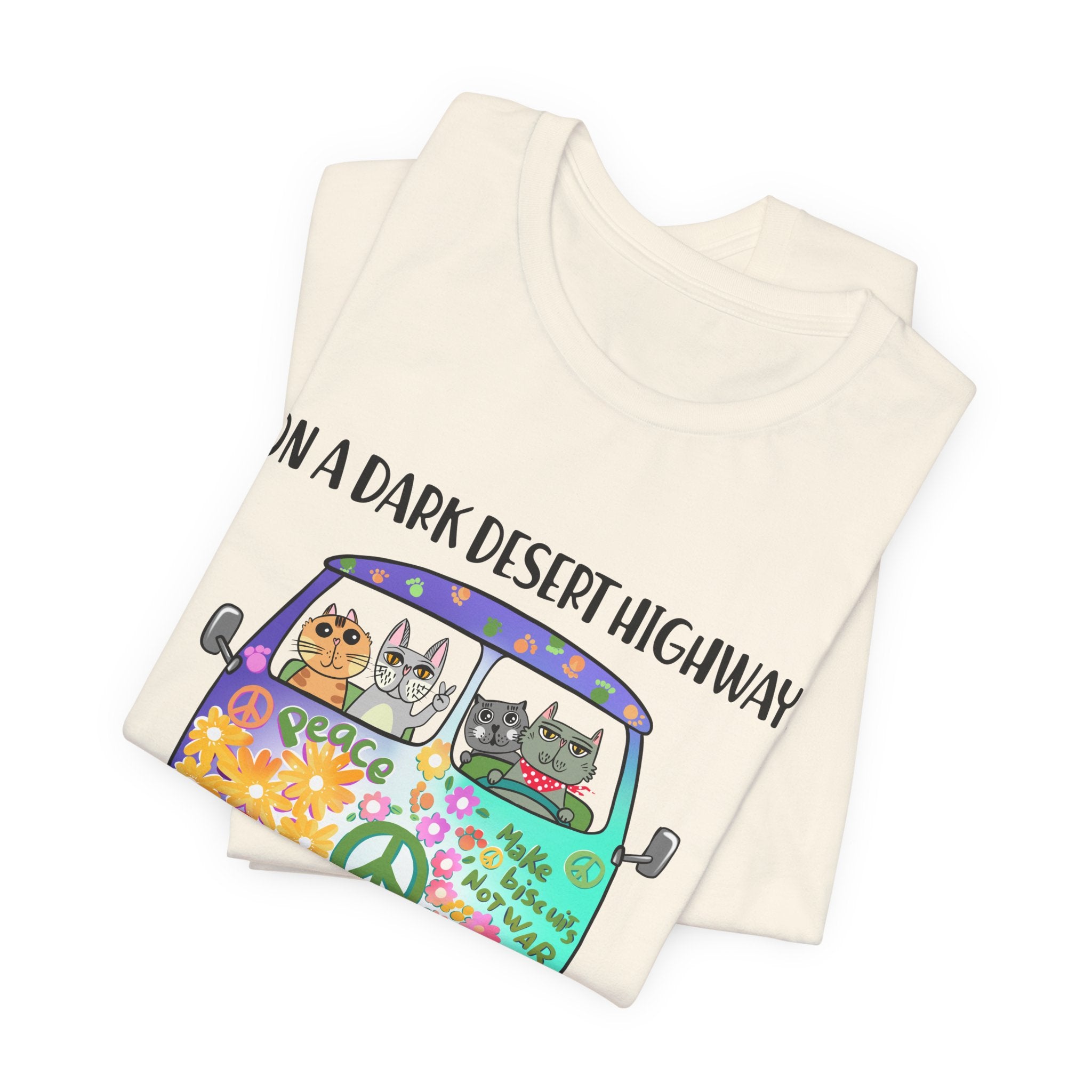 Dark Desert Highway Cats T-Shirt | Groovy Cat Lover Gift