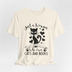 Just a Woman Who Loves Cats & Books T-Shirt | Cat Lover Gift