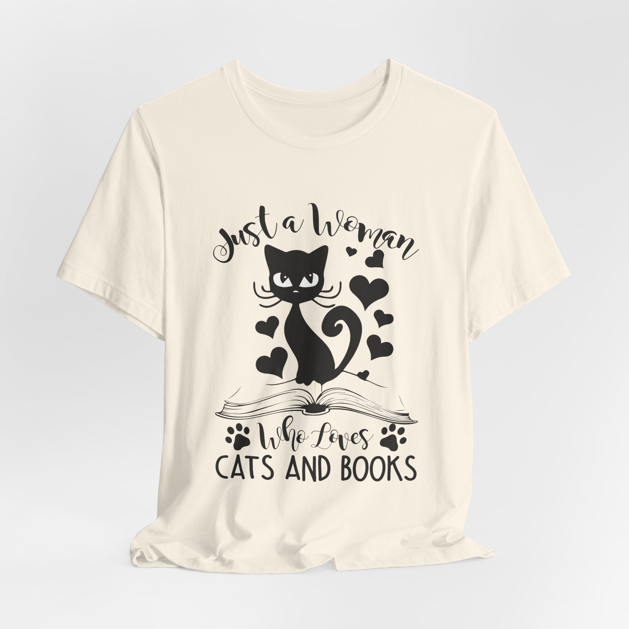 Just a Woman Who Loves Cats & Books T-Shirt | Cat Lover Gift