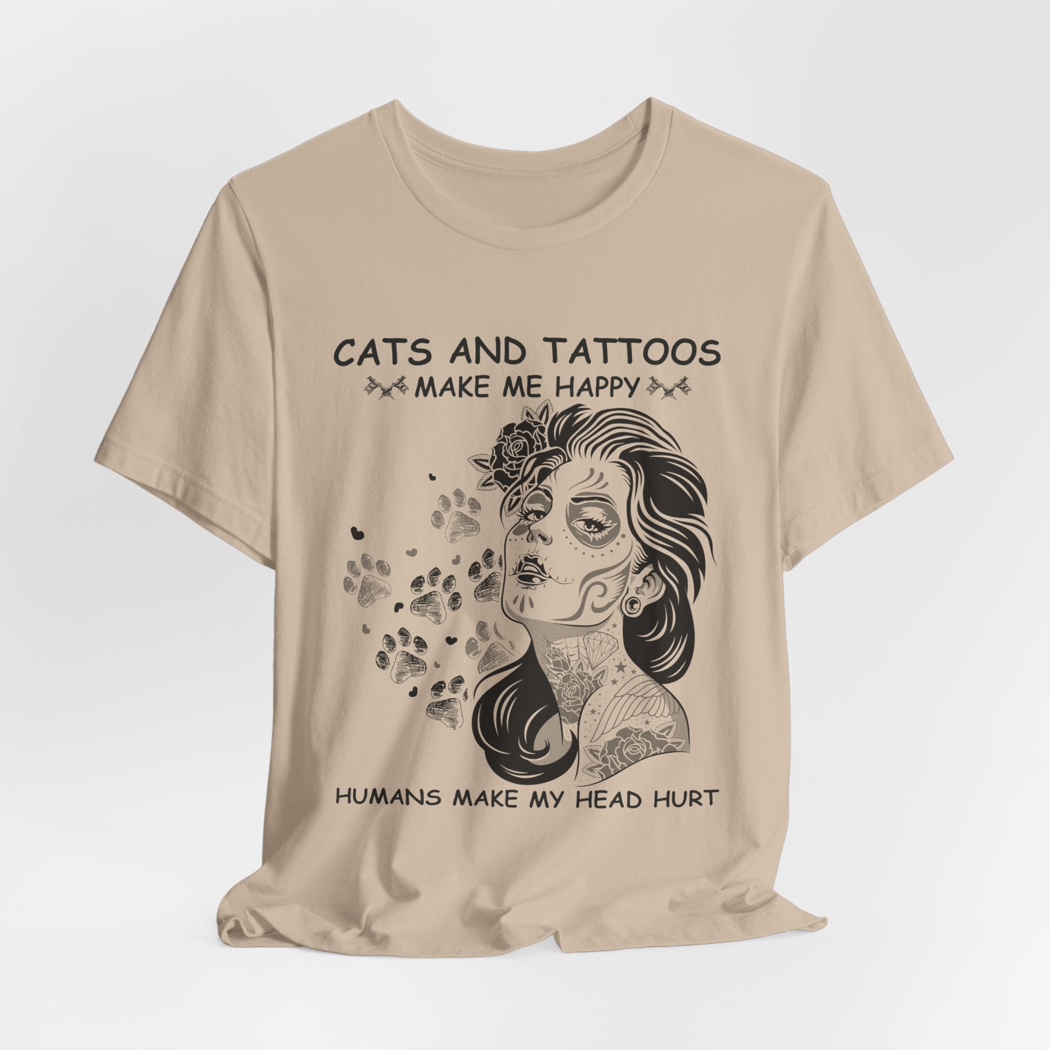 Cats and Tattoos Make Me Happy T-Shirt | Edgy Cat Lover Gift
