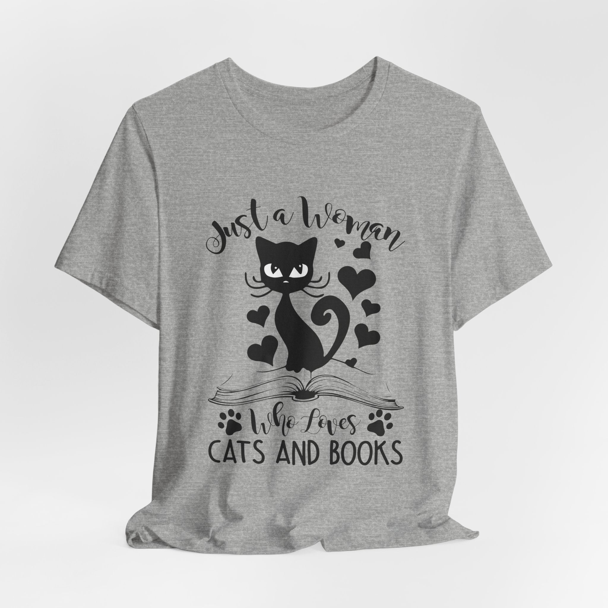 Just a Woman Who Loves Cats & Books T-Shirt | Cat Lover Gift