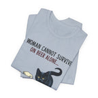 A Woman Needs Beer & Cat T-Shirt | Funny Cat Lover Gift