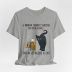 A Woman Needs Beer & Cat T-Shirt | Funny Cat Lover Gift