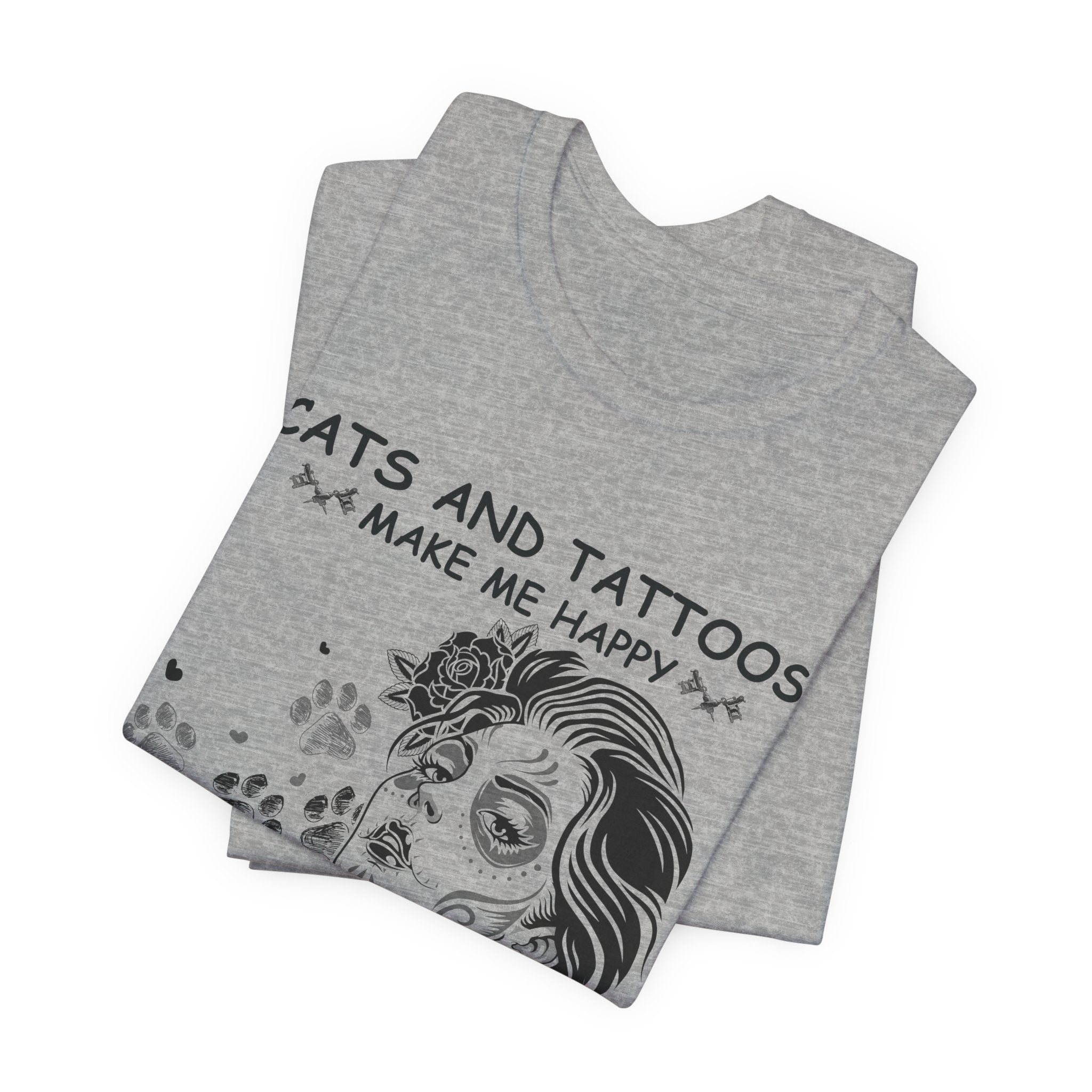 Cats and Tattoos Make Me Happy T-Shirt | Edgy Cat Lover Gift