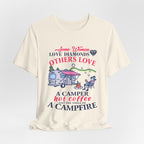 Camper Hot Coffee Campfire T-Shirt | Outdoor Woman Gift