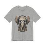Nerdy Elephant with Headphones T-Shirt | Elephant Lover Gift