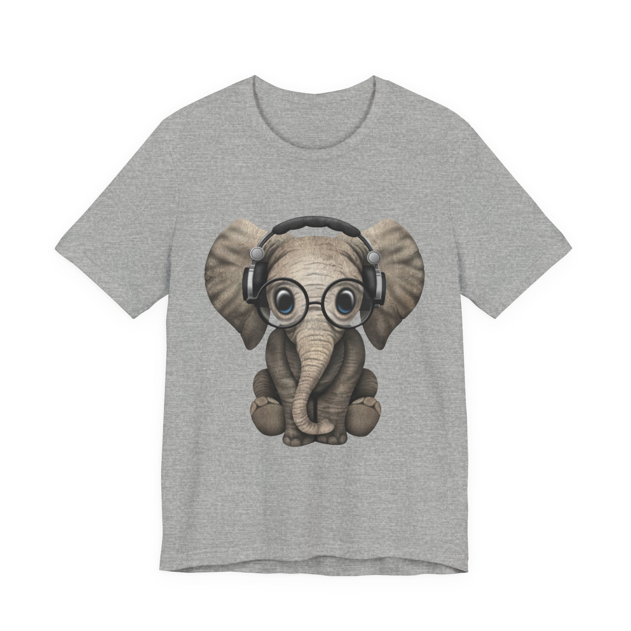 Nerdy Elephant with Headphones T-Shirt | Elephant Lover Gift