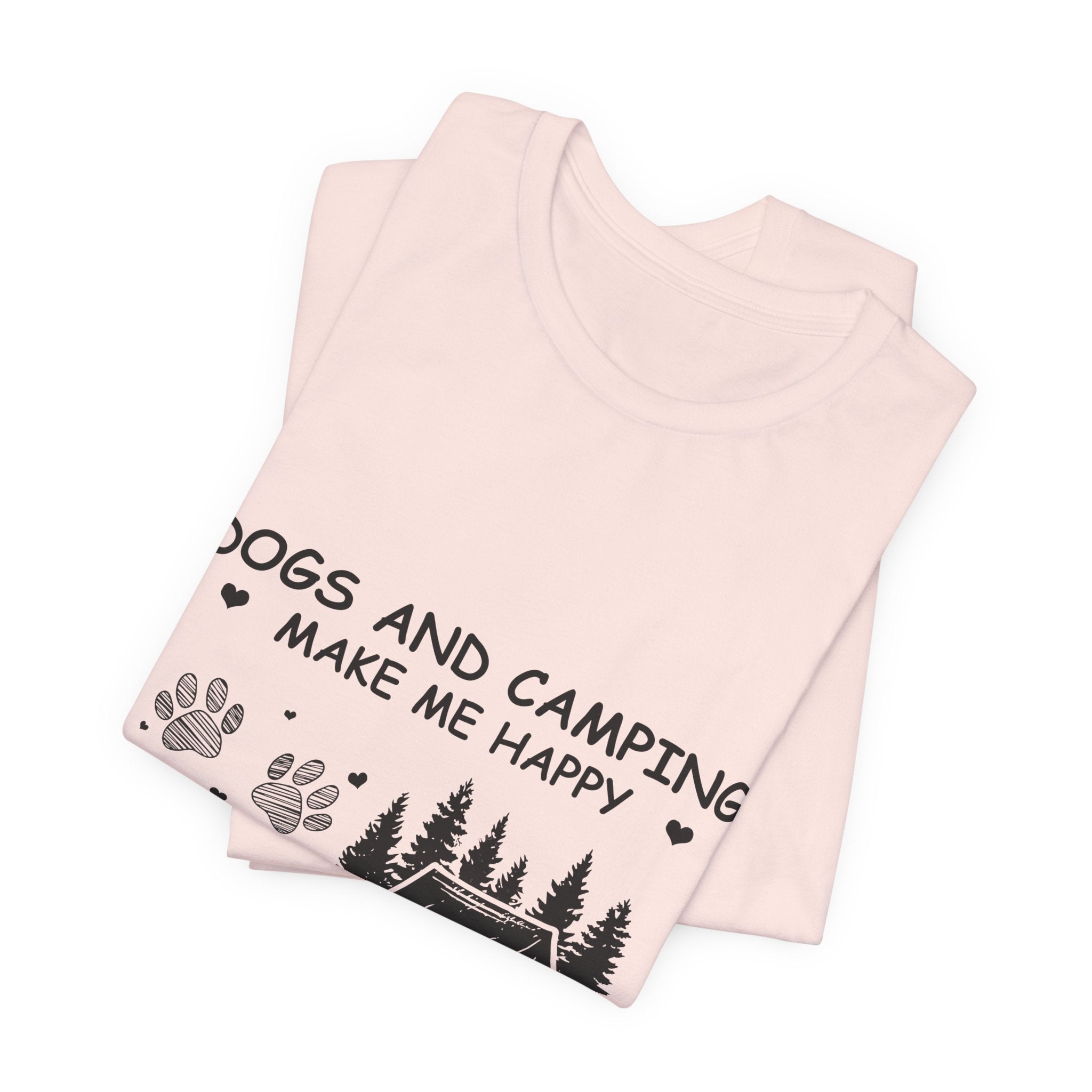 Dogs and Camping Make Me Happy T-Shirt | Introverted Dog Lover Gift