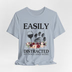 Easily Distracted By Dogs And Wine T-Shirt | Funny Dog Lover Gift