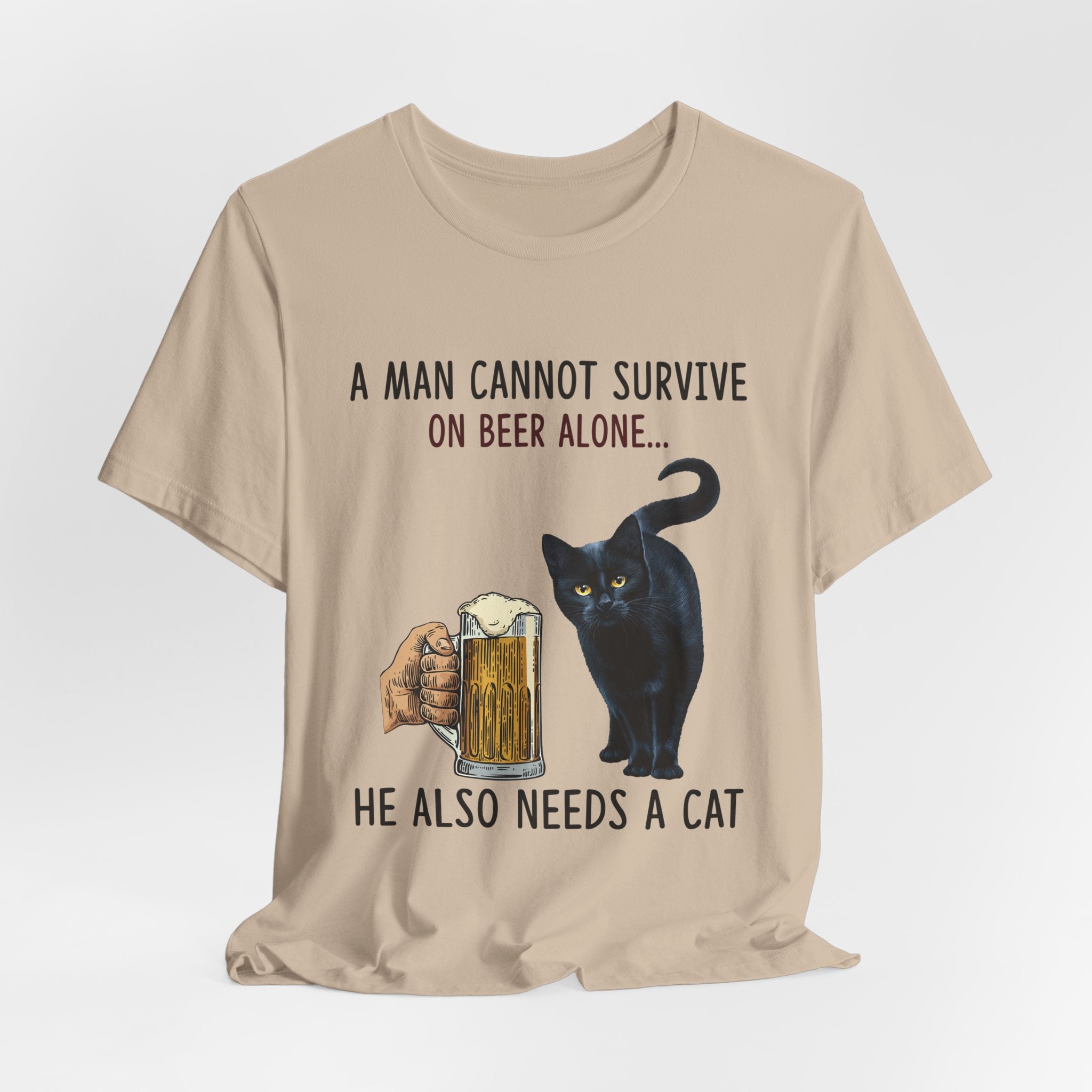 Beer Alone? Man Needs A Cat T-Shirt | Funny Cat Dad Gift