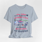 Camper Hot Coffee Campfire T-Shirt | Outdoor Woman Gift
