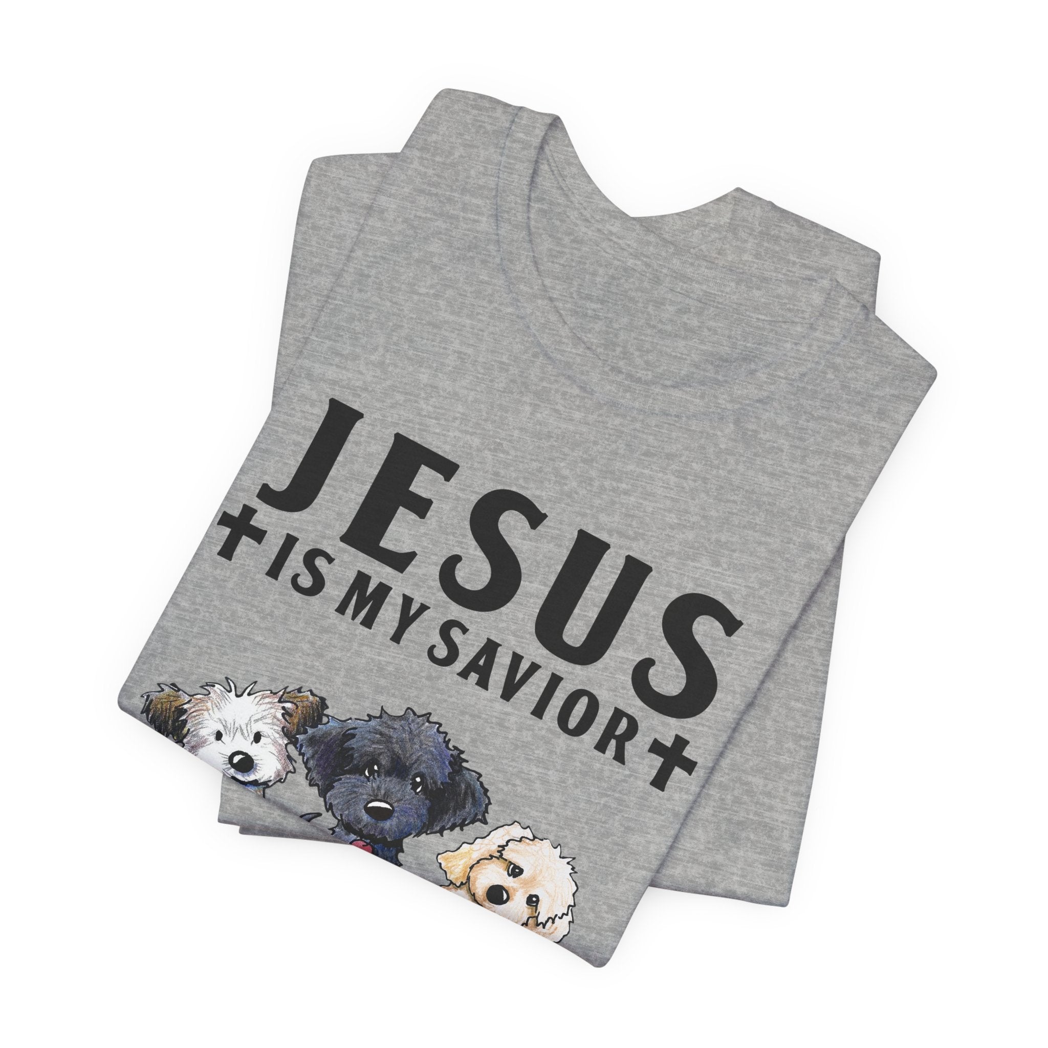 Jesus Is My Savior Dogs Are My Therapy T-Shirt | Christian Dog Lover Gift