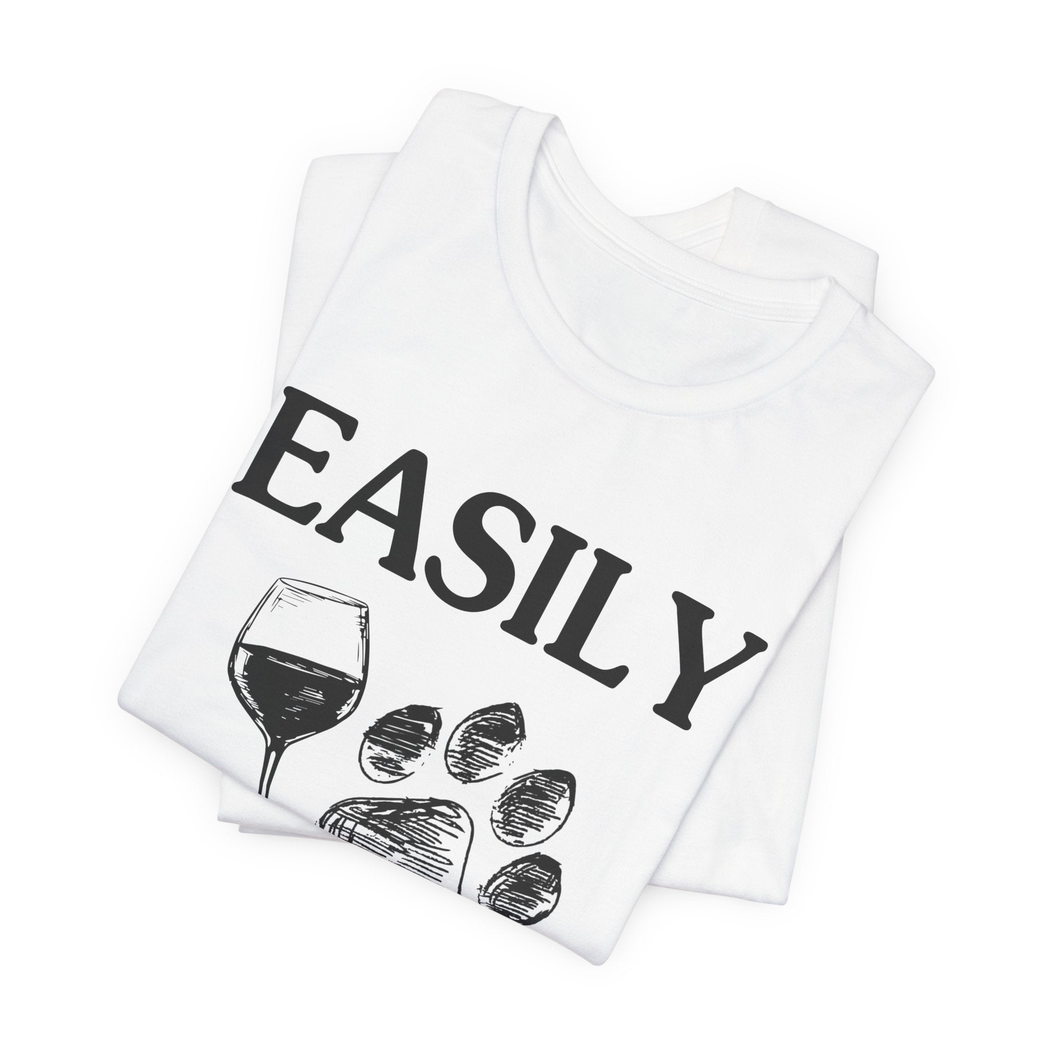 Easily Distracted By Dogs And Wine T-Shirt | Funny Dog Lover Gift