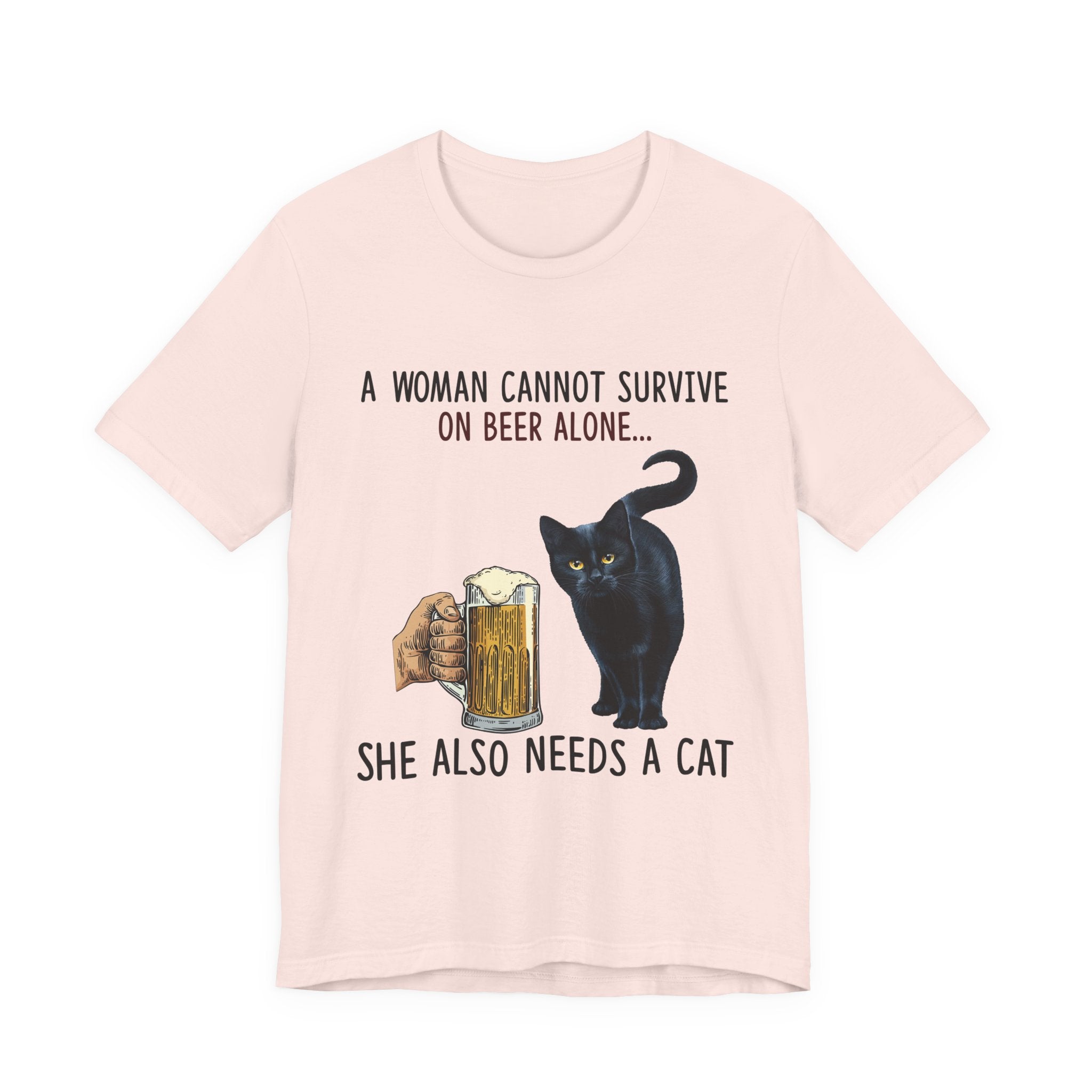 A Woman Needs Beer & Cat T-Shirt | Funny Cat Lover Gift