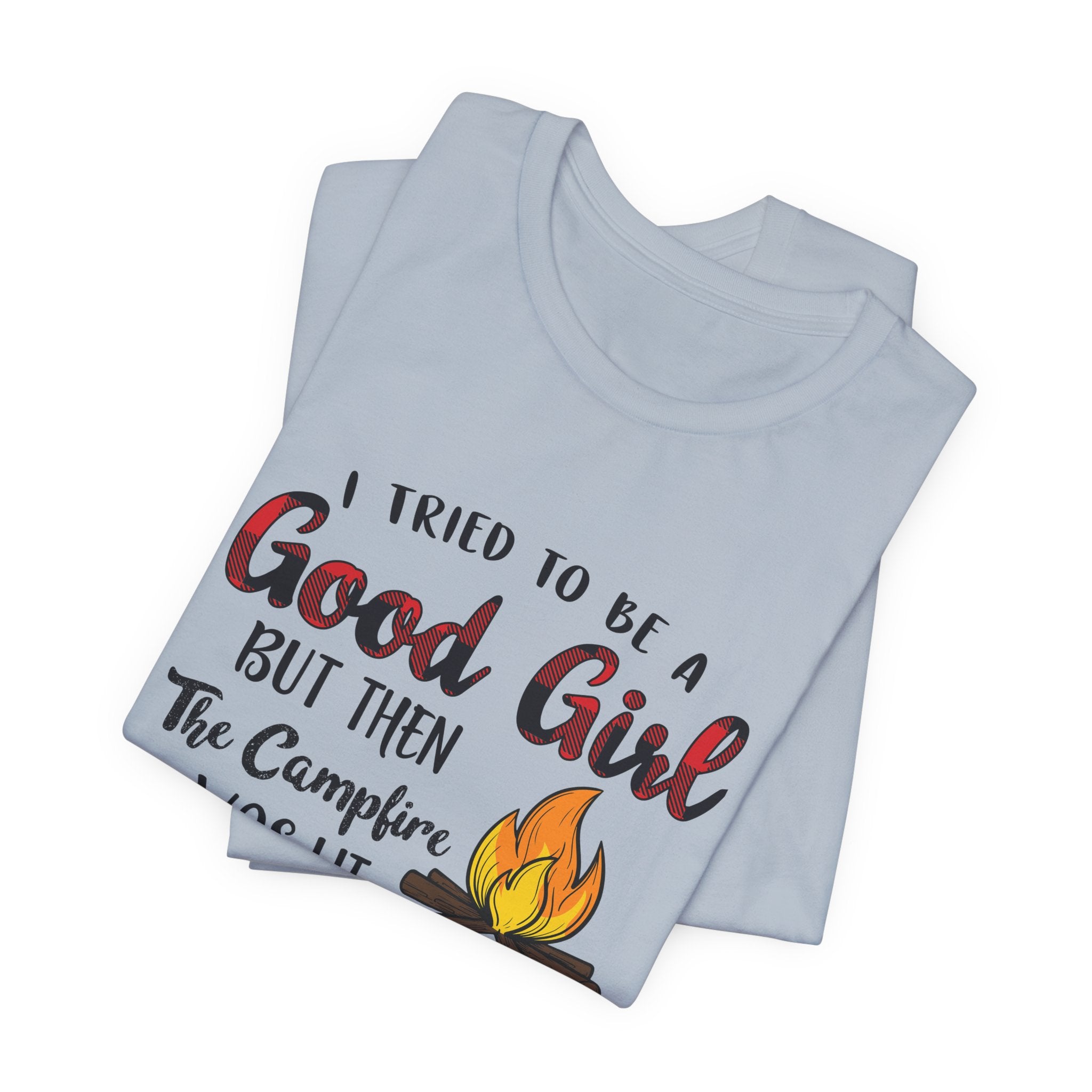 Good Girl Campfire Wine T-Shirt | Funny Women's Camping Gift