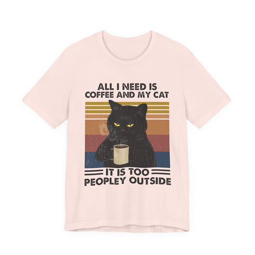 Coffee & My Cat T-Shirt | Introvert Cat Lover Gift