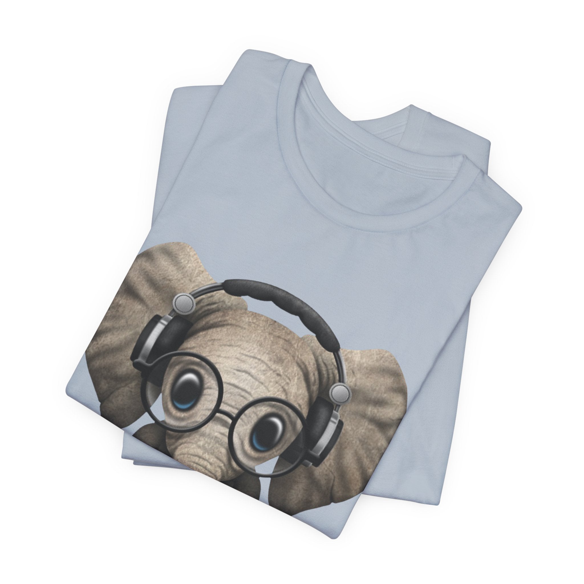 Nerdy Elephant with Headphones T-Shirt | Elephant Lover Gift