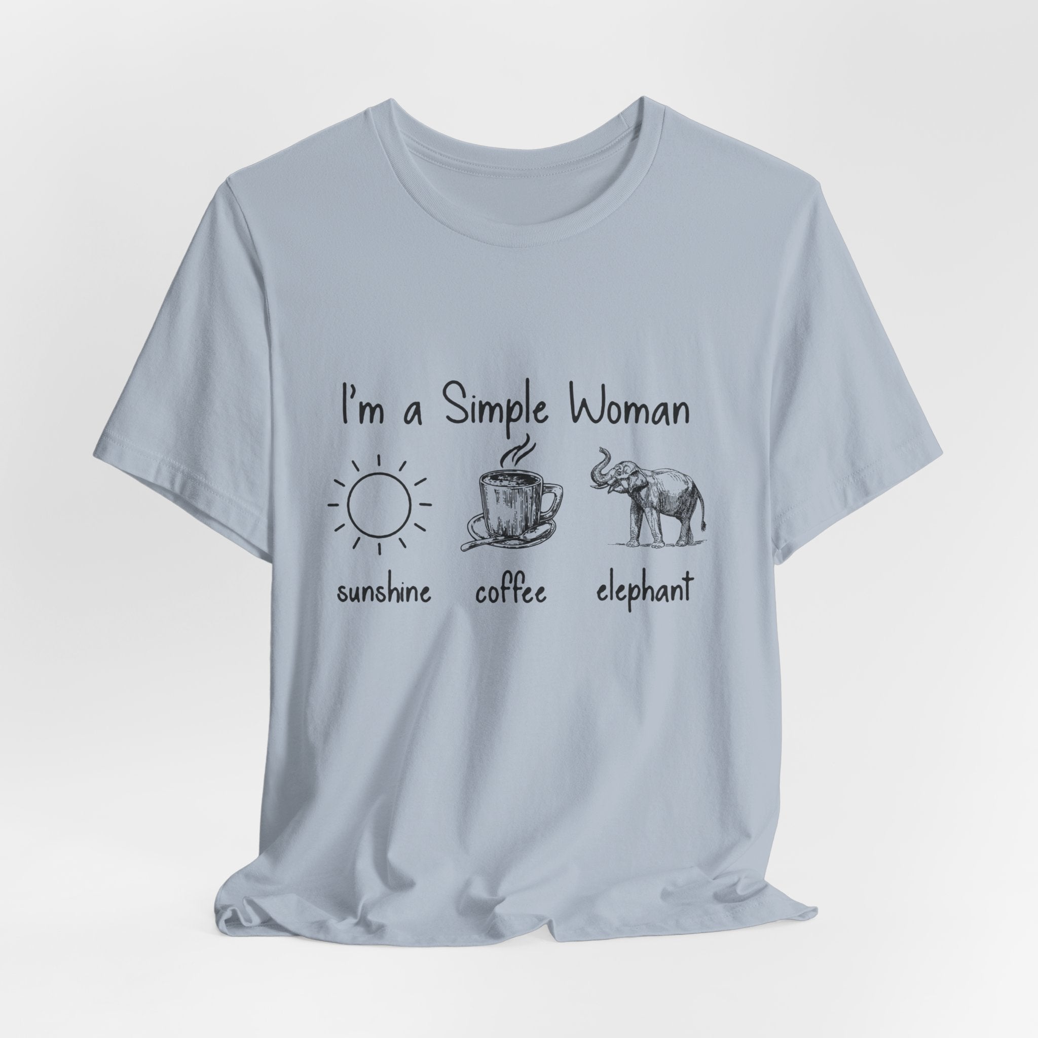 Simple Woman Sunshine Coffee Elephant T-Shirt | Elephant Lover Gift