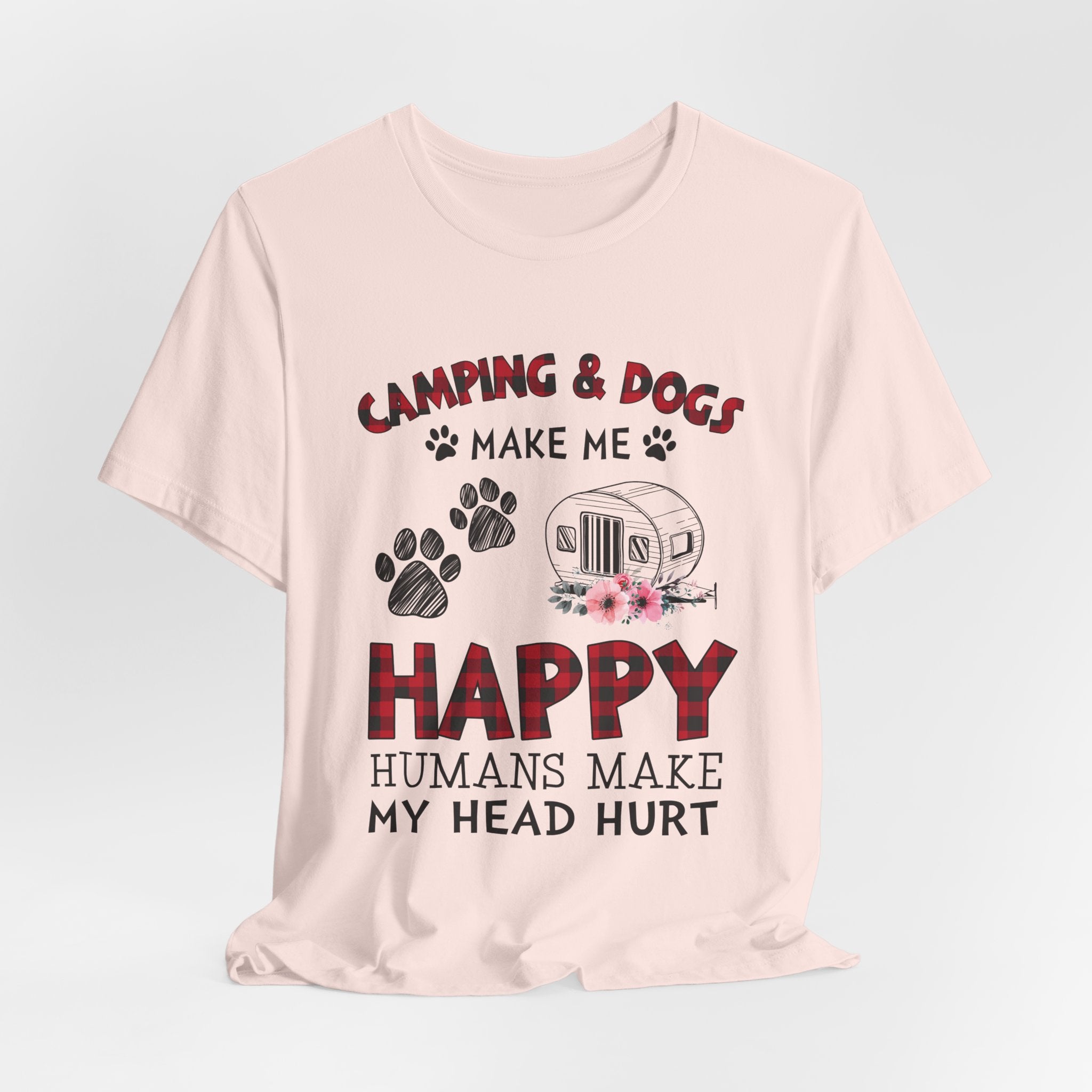 Camping & Dogs Make Me Happy T-Shirt | Camper Dog Lover Gift