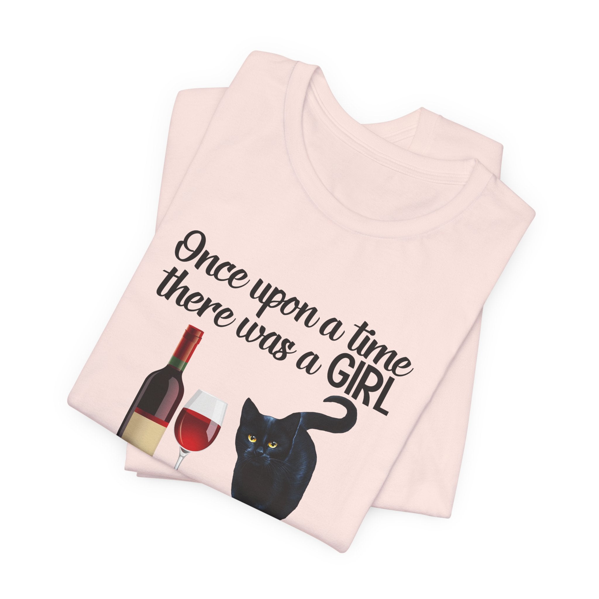Once Upon A Time Cat & Wine T-Shirt | Cat Lover Gift for Her