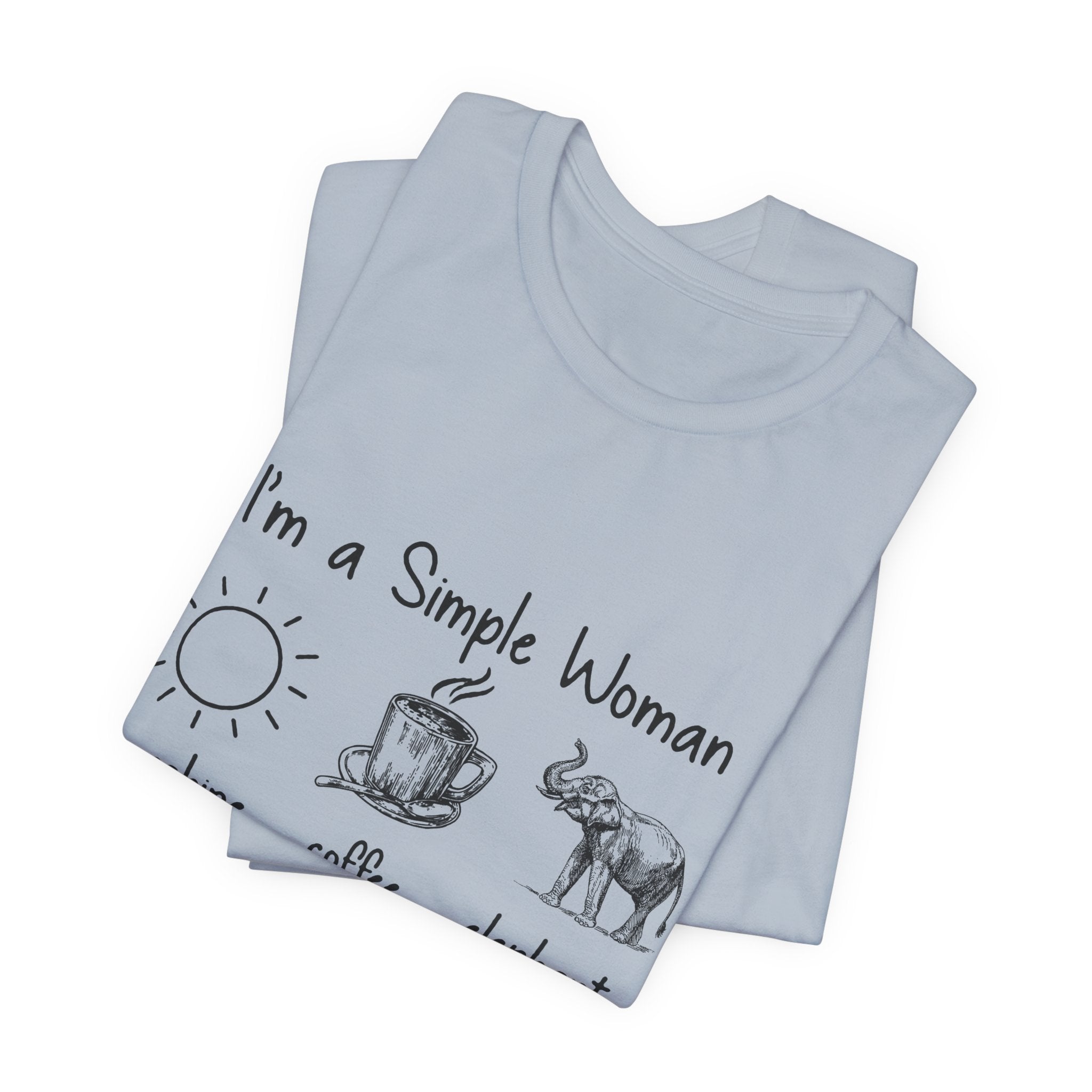 Simple Woman Sunshine Coffee Elephant T-Shirt | Elephant Lover Gift