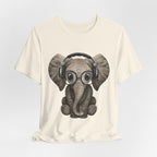Nerdy Elephant with Headphones T-Shirt | Elephant Lover Gift