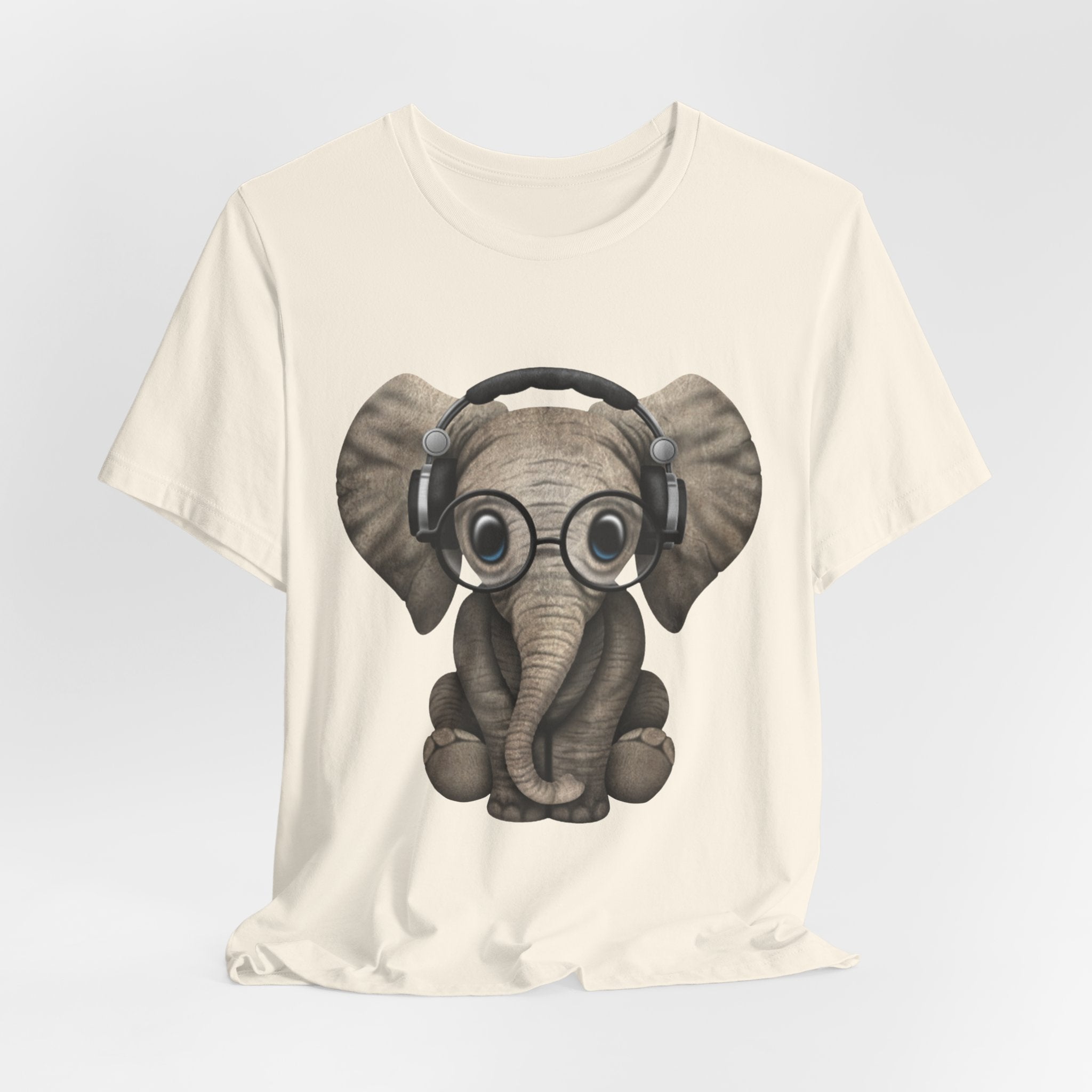 Nerdy Elephant with Headphones T-Shirt | Elephant Lover Gift