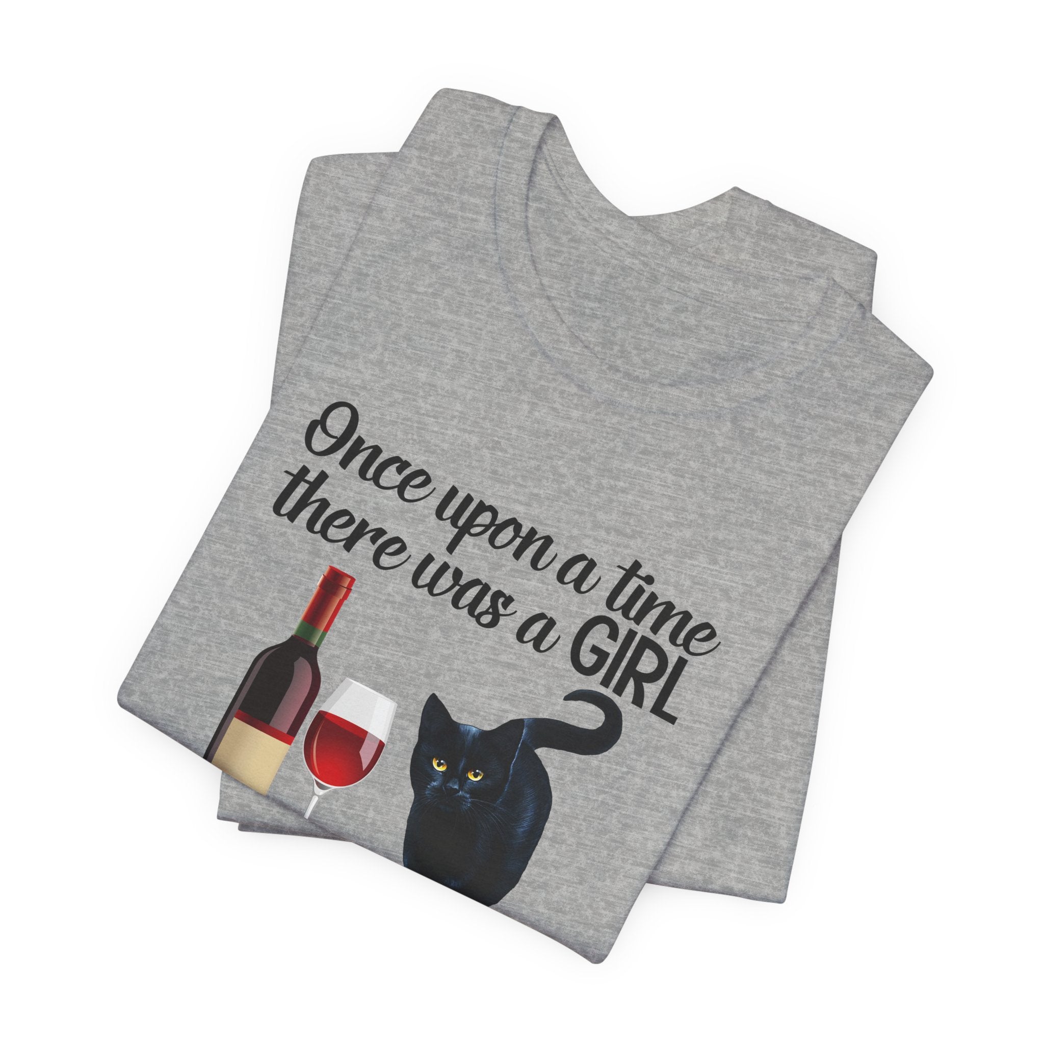Once Upon A Time Cat & Wine T-Shirt | Cat Lover Gift for Her