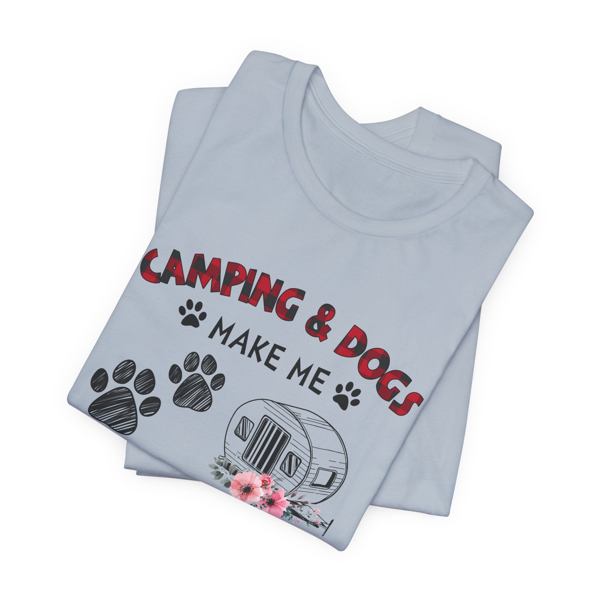 Camping & Dogs Make Me Happy T-Shirt | Camper Dog Lover Gift