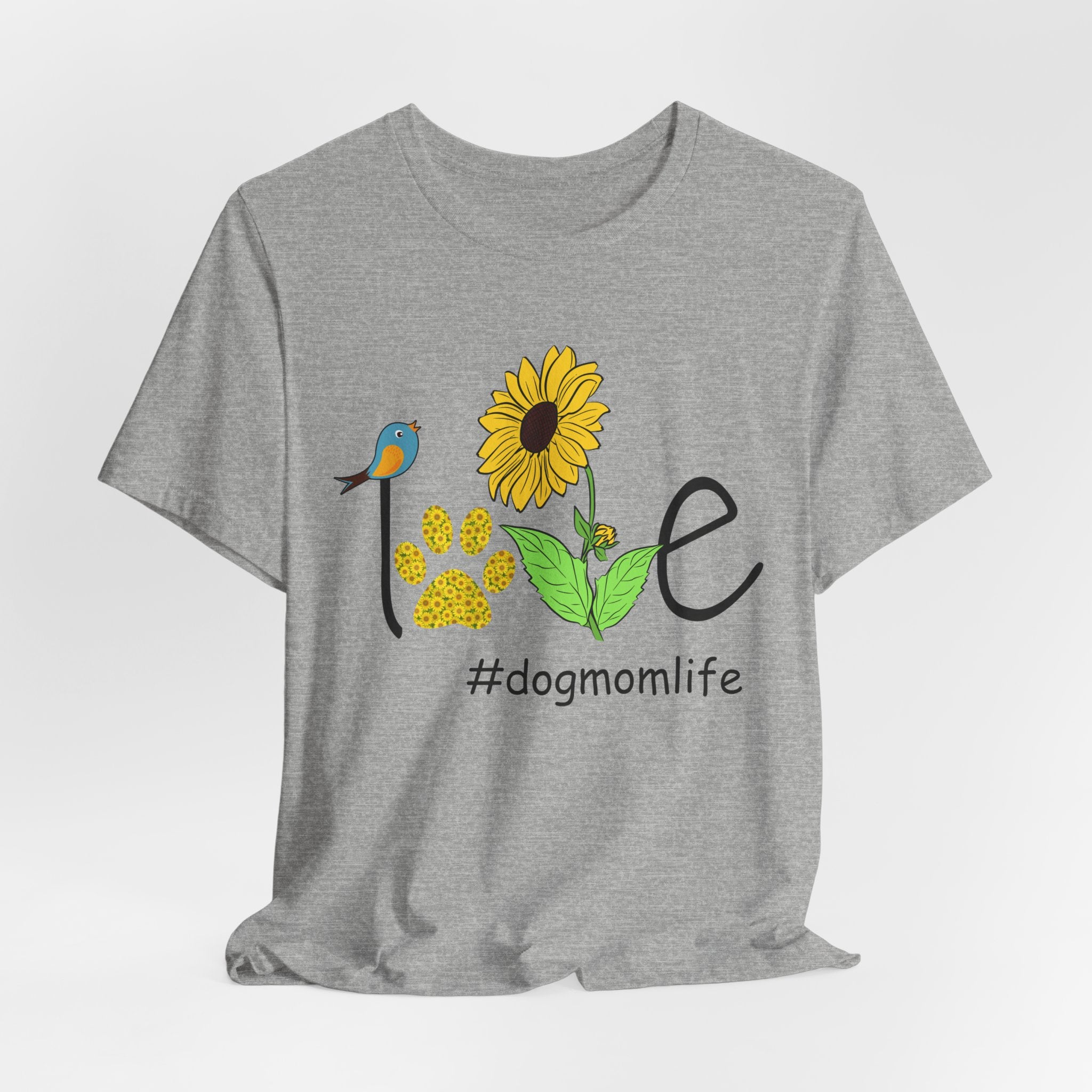 Sunflower Paw Print 'I Love Dog Mom Life' T-Shirt | Dog Mom Gift