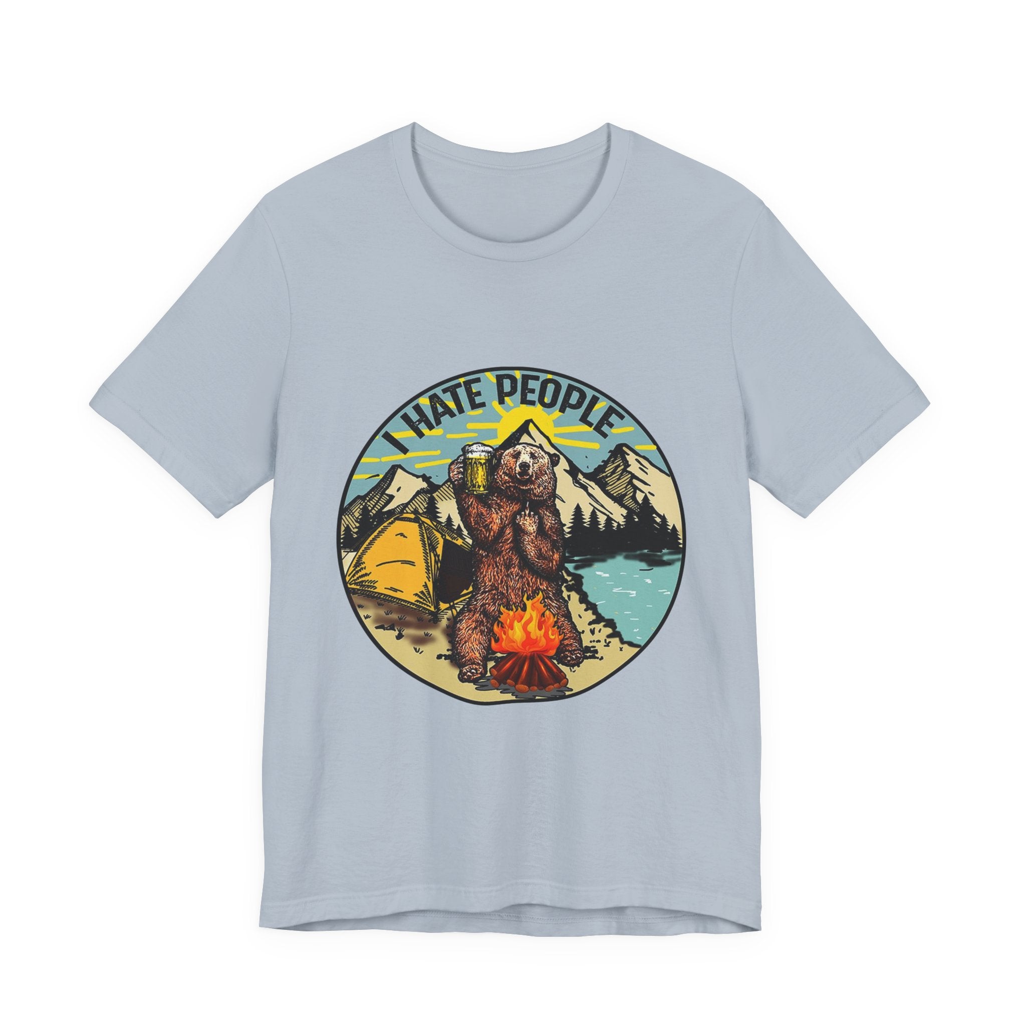 "I HATE PEOPLE" Bear Camping T-Shirt | Solitude Seeker Gift