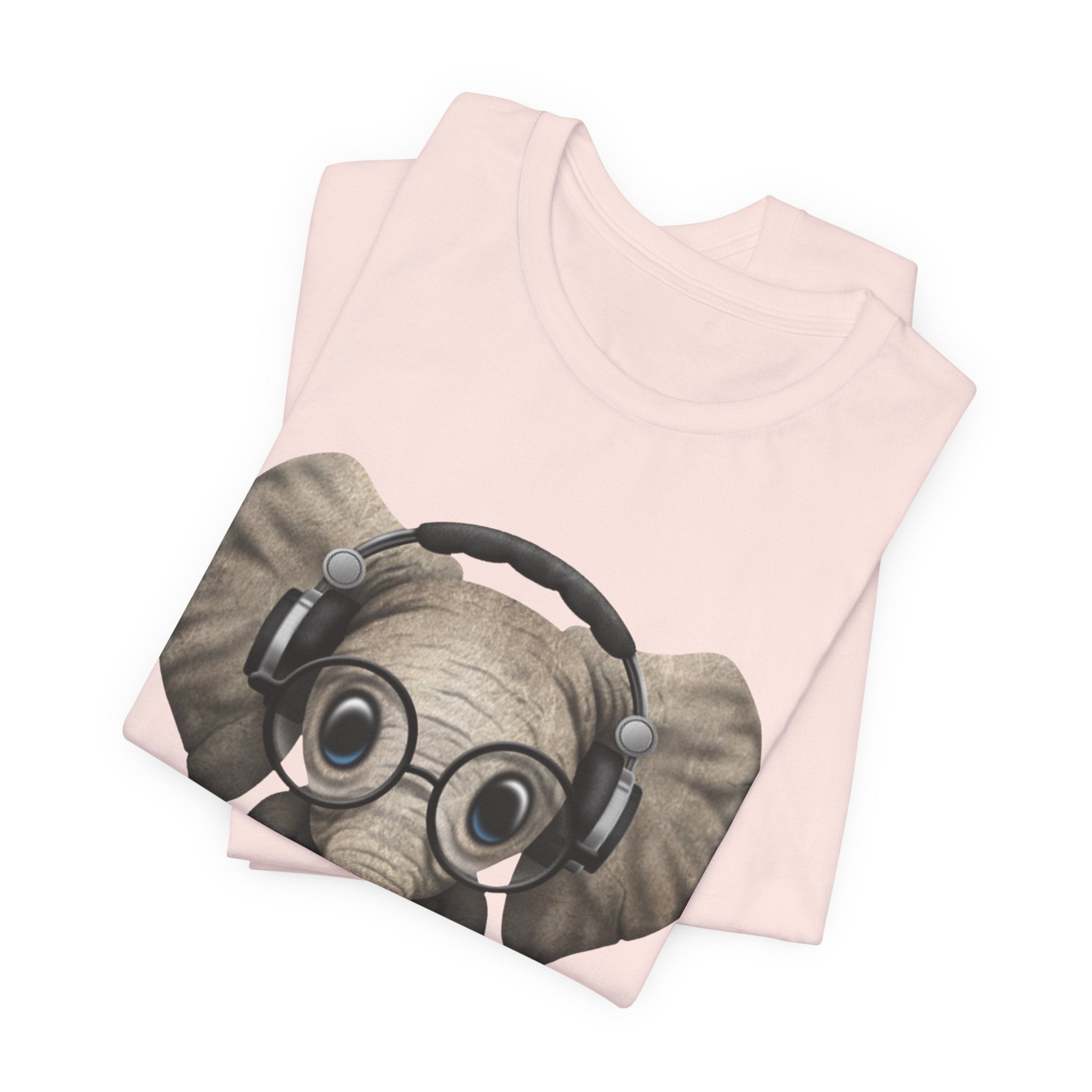 Nerdy Elephant with Headphones T-Shirt | Elephant Lover Gift