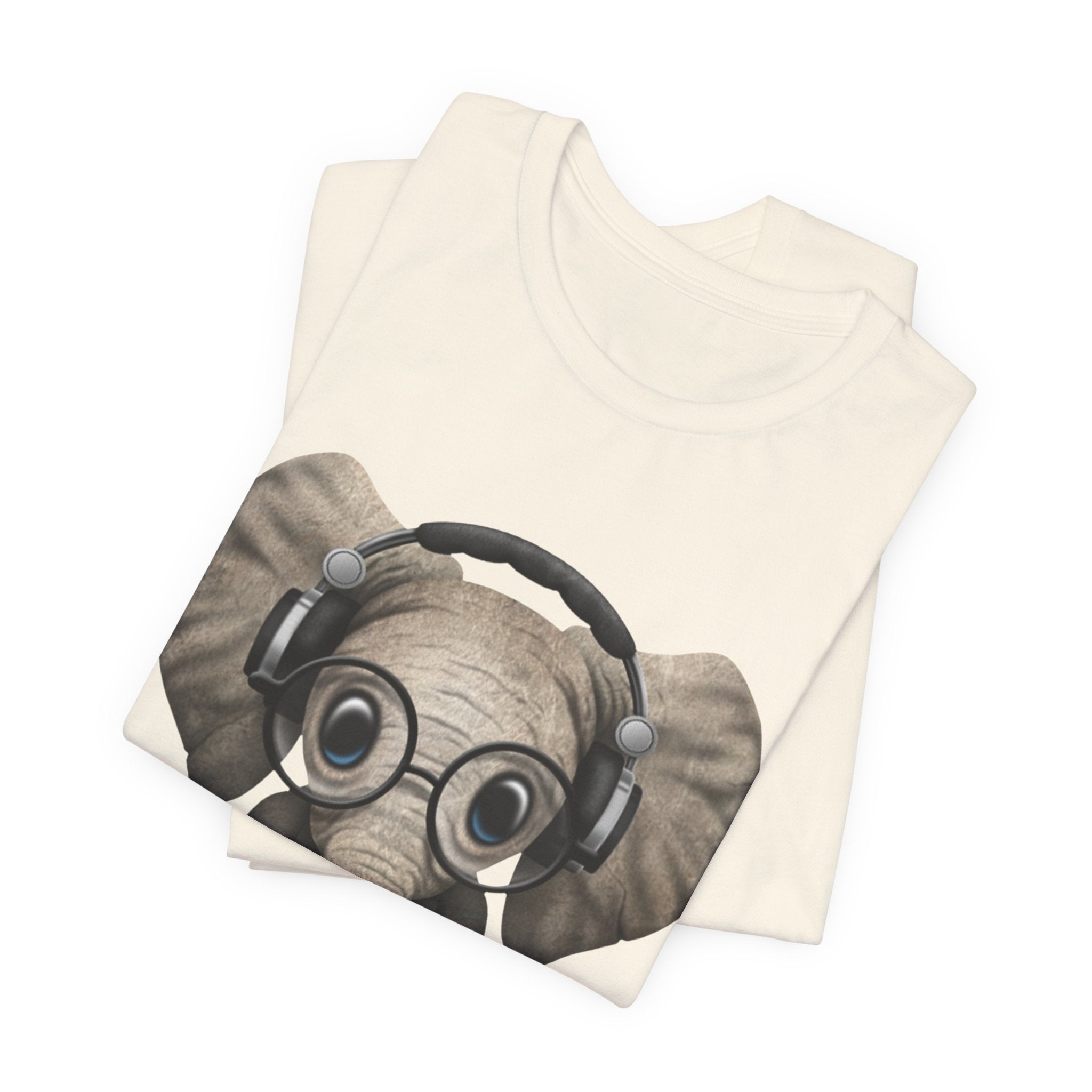 Nerdy Elephant with Headphones T-Shirt | Elephant Lover Gift