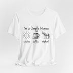 Simple Woman Sunshine Coffee Elephant T-Shirt | Elephant Lover Gift
