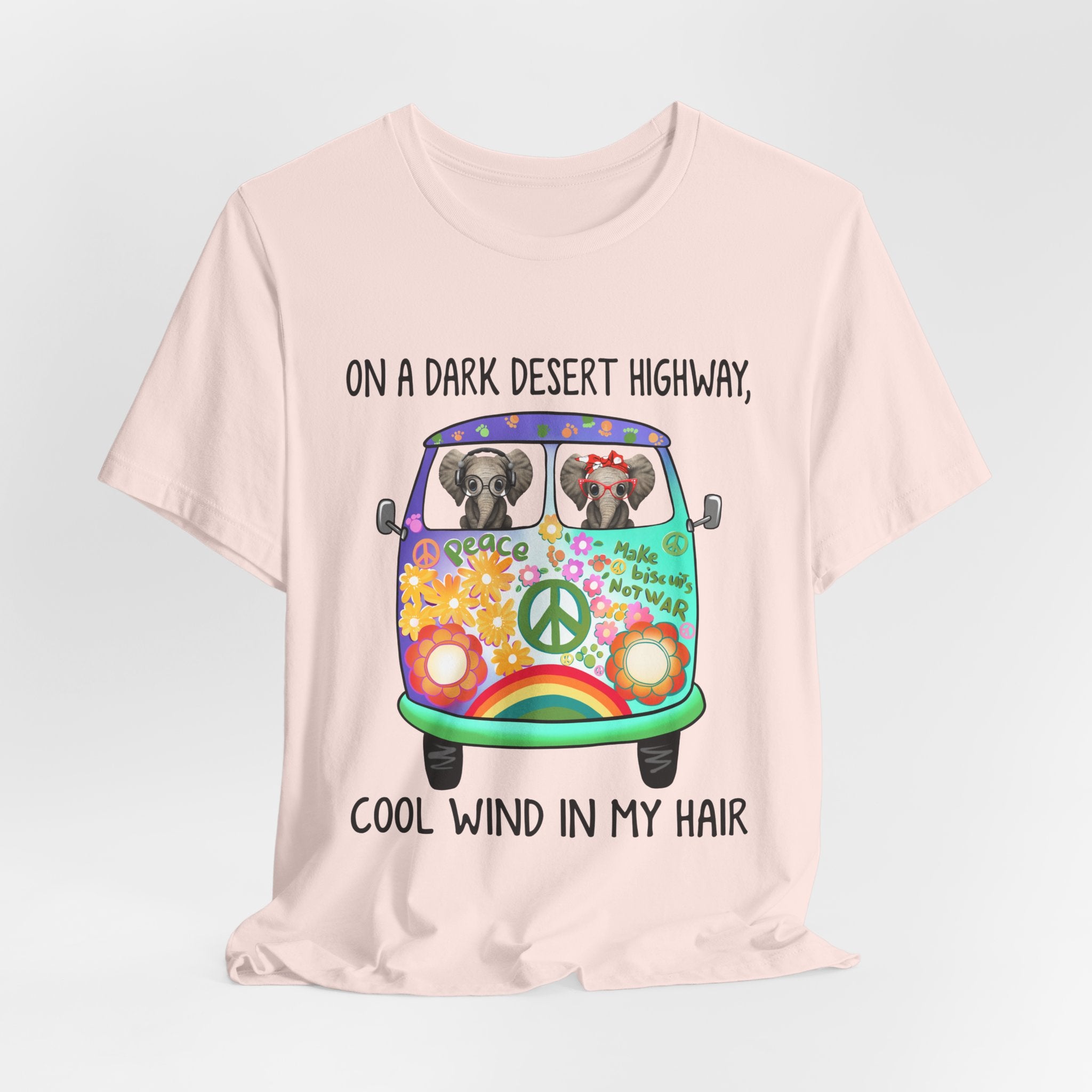 On A Dark Desert Highway Elephants T-Shirt | Hippie Elephant Gift