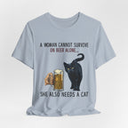 A Woman Needs Beer & Cat T-Shirt | Funny Cat Lover Gift