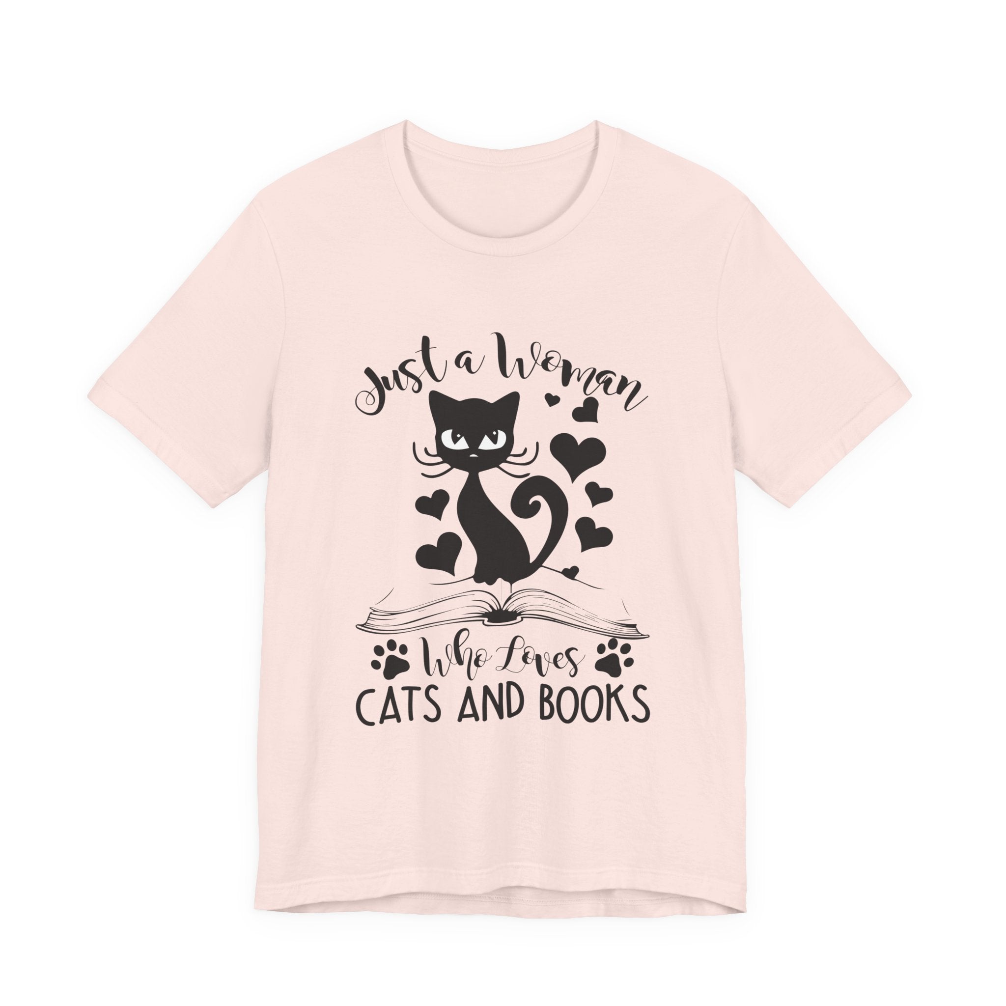 Just a Woman Who Loves Cats & Books T-Shirt | Cat Lover Gift