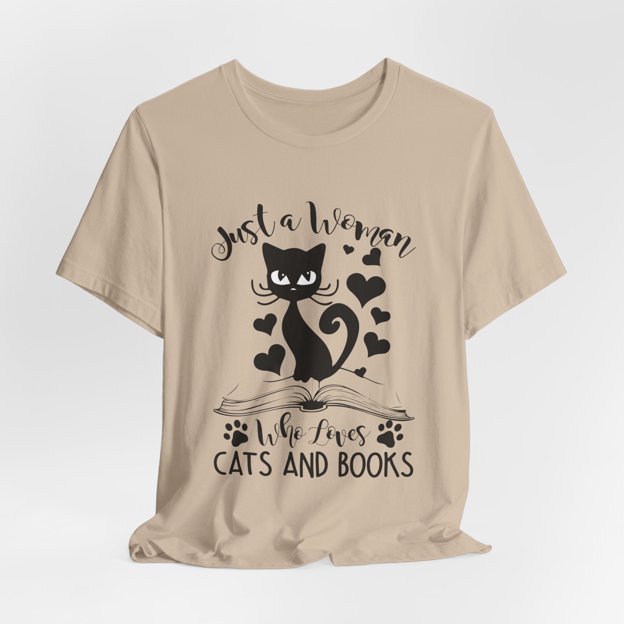 Just a Woman Who Loves Cats & Books T-Shirt | Cat Lover Gift