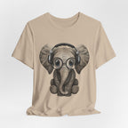 Nerdy Elephant with Headphones T-Shirt | Elephant Lover Gift