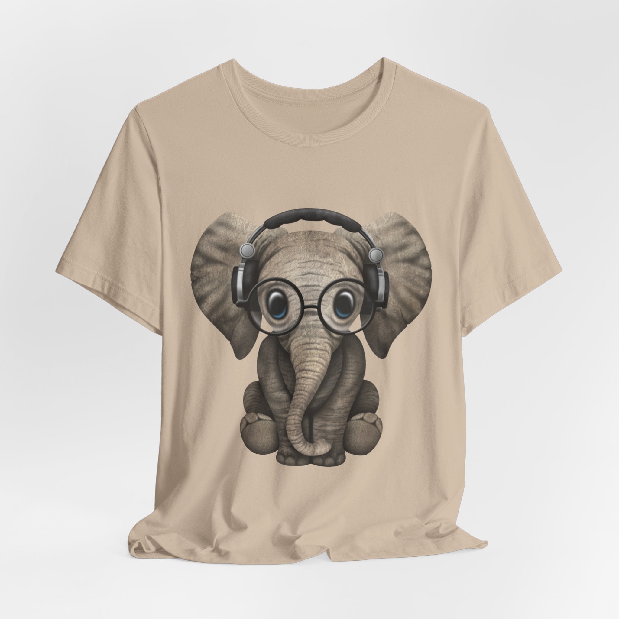 Nerdy Elephant with Headphones T-Shirt | Elephant Lover Gift