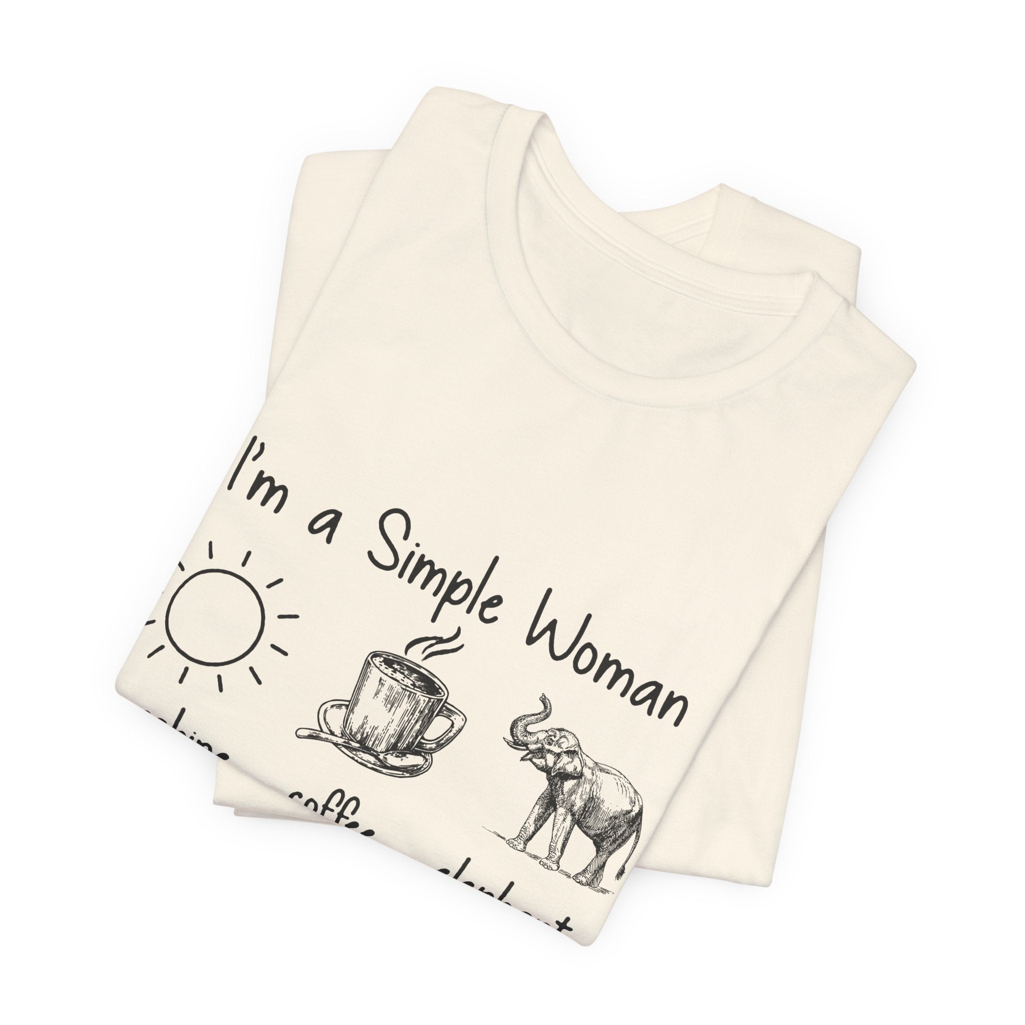 Simple Woman Sunshine Coffee Elephant T-Shirt | Elephant Lover Gift