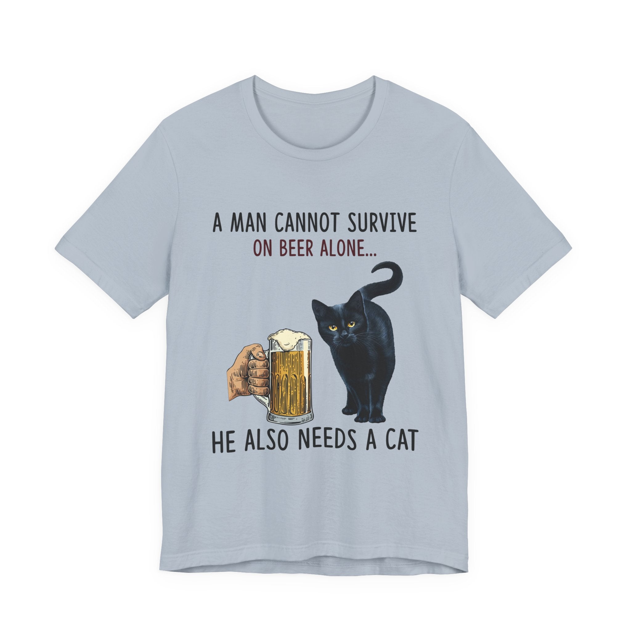 Beer Alone? Man Needs A Cat T-Shirt | Funny Cat Dad Gift