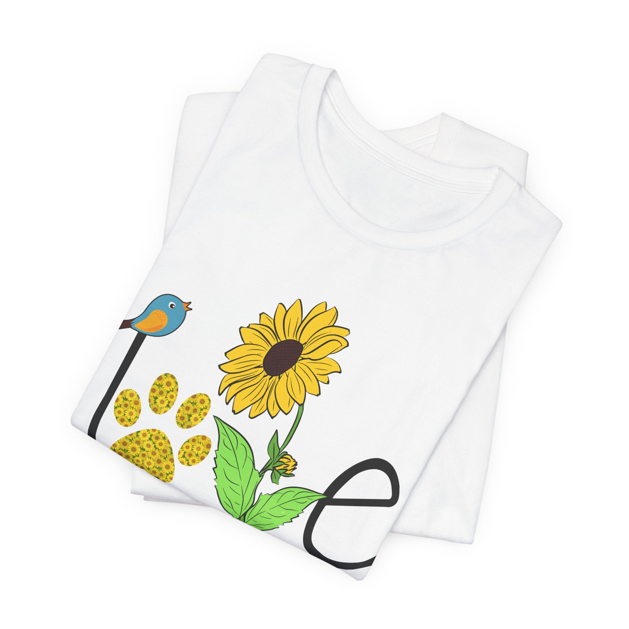 Sunflower Paw Print 'I Love Dog Mom Life' T-Shirt | Dog Mom Gift