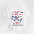 Camper Hot Coffee Campfire T-Shirt | Outdoor Woman Gift
