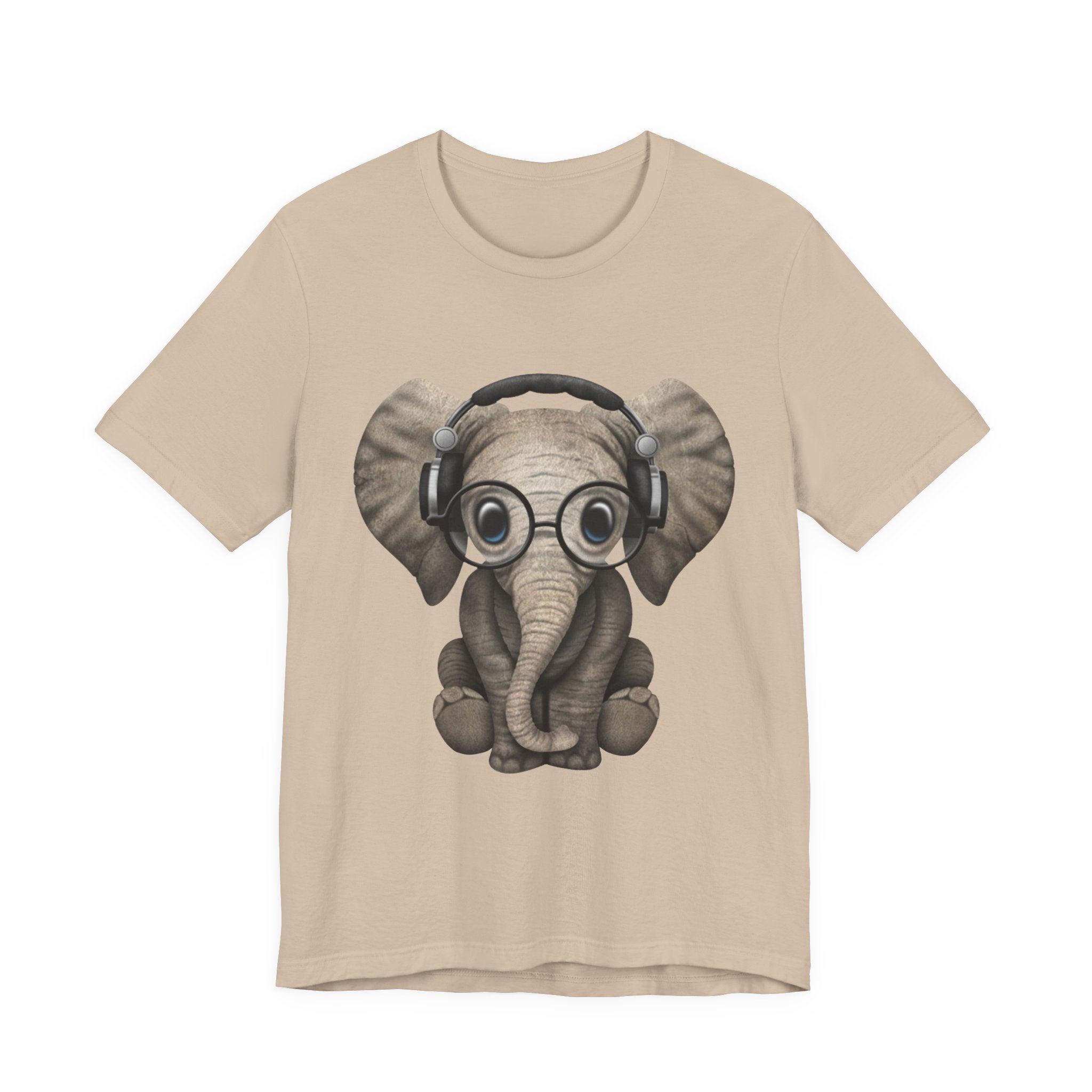 Nerdy Elephant with Headphones T-Shirt | Elephant Lover Gift