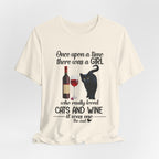 Once Upon A Time Cat & Wine T-Shirt | Cat Lover Gift for Her